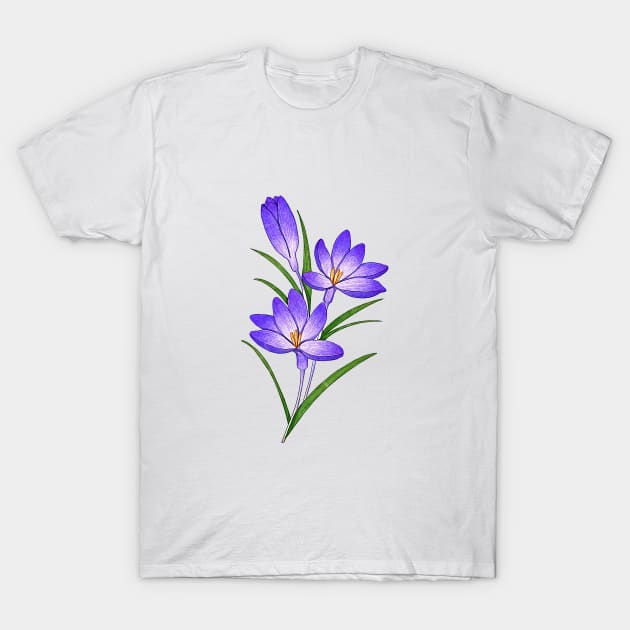 Crocus flower watercolor painting T-Shirt by by fend